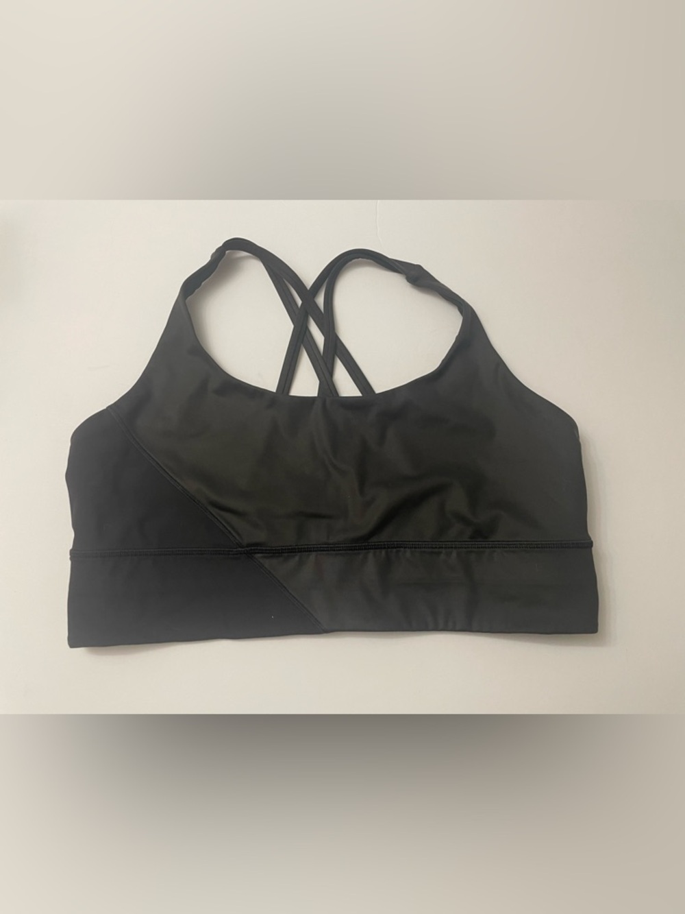 Lululemon Energy Black Foil Two Tone Sports Bra Size 12 Strappy